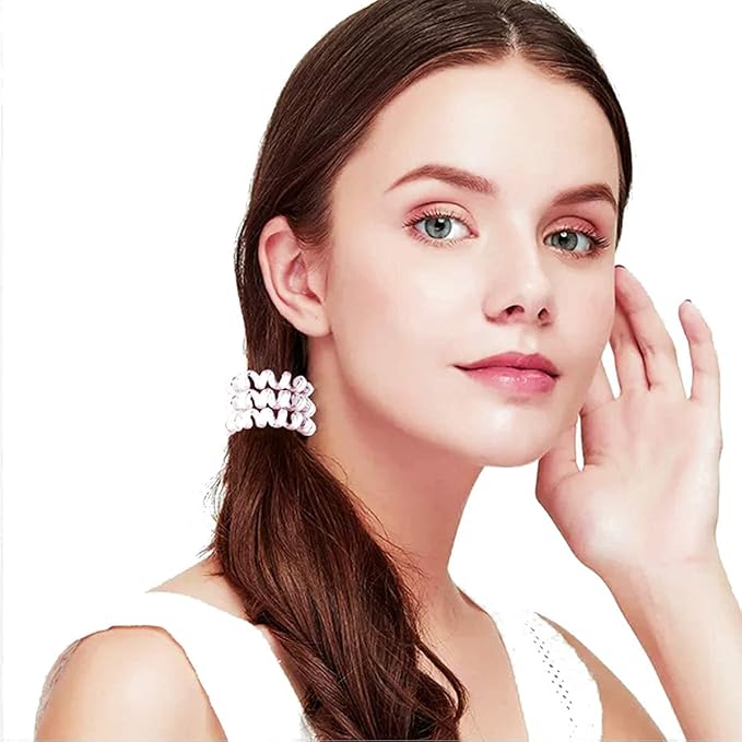 20 Pcs Spiral No Crease Coil Phone Cord Hair Ties for Thick Hair - Women Ponytail Holder Elastics