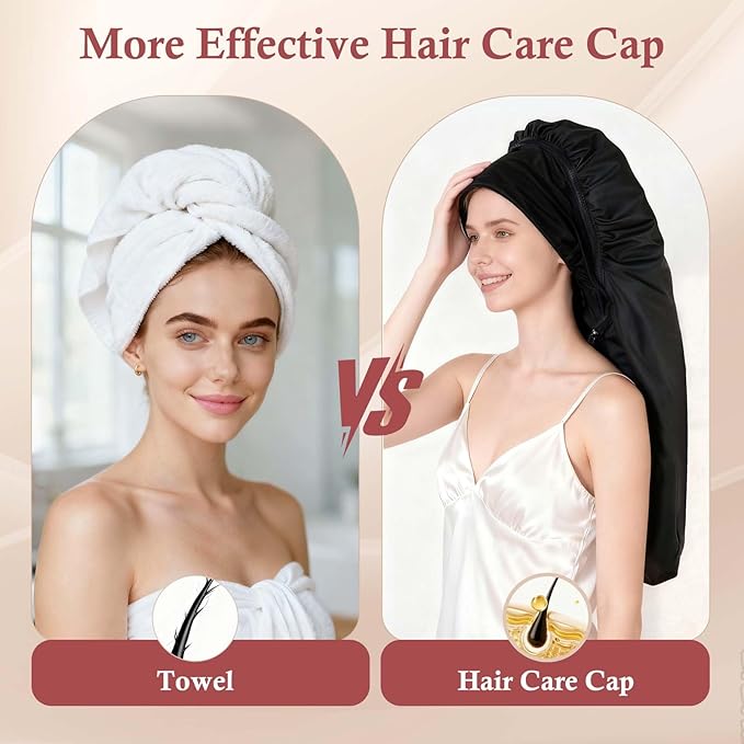 Heat Cap for Deep Conditioning-Hair Steamer for Natural & Thick Hair with 10-Level Temp Control 3 Timer Settings, Fast Heating Thermal Steam Cap for Home Hair Mask & Oil Treatments