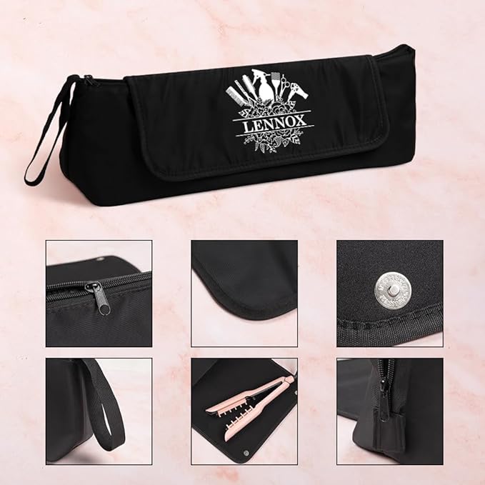 callie Custom Hair Tools Travel Bag, Personalized Portable Hair Accessories Organizer Case Storage Pouch with Heat Resistant Mat, Gifts for Women Men, 18" x 4.7" × 5.9"