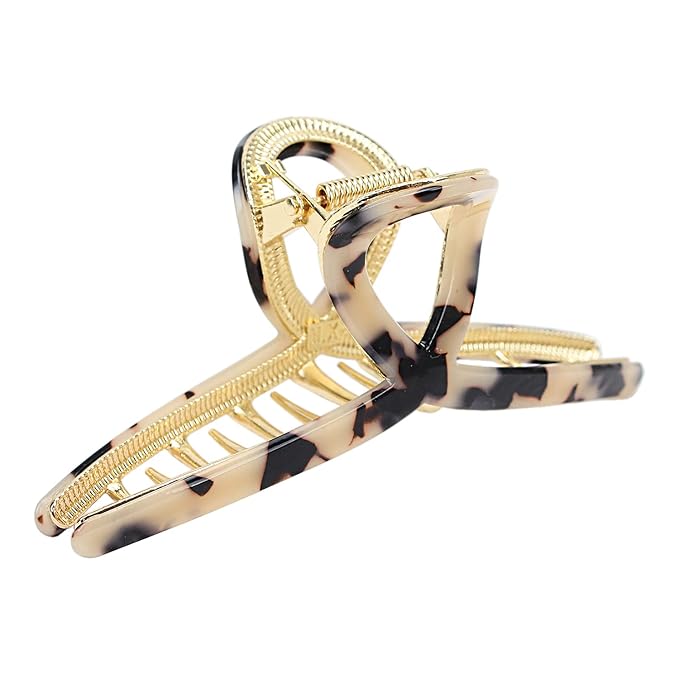 Large 4.7" Butterfly Acetate Hair Claws and Clamps - Strong Hold Hair Accessories for Long Thick Hair (Light Leopard)