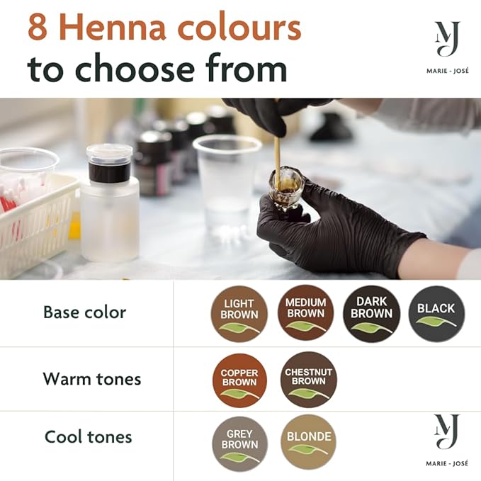 Marie-José Henna Dye - Professional Henna Tint for Spot Coloring - Covers Grey Hair - Root Touch Up - Good for 50 Applications (Grey Brown)