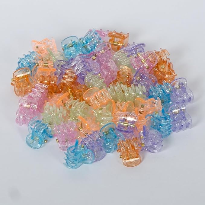 50 PCS Mini Hair Claw Clips， Bangs Strong Grip Multifunction Clamp Clips. (Glitter)