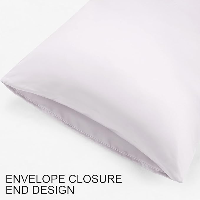 uxcell 2 Pack Silk Satin Pillowcase for Hair and Skin, Cool, Silky, Soft Breathable Pillow Cases King Size 20x36 Inch Sateen Pillowcase Lavender Gray with Envelope Closure
