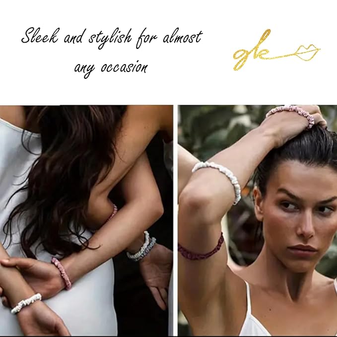 Silk Scrunchies for Women No Damage Mulberry Silk No Slip 4 Pack-Elastic Ponytail Girls Hair Ties | Skinny Hair Ties for Thin Thick Wavy or Curly Hair No Crease for Sleep and Sports (4, Dark Pastel)