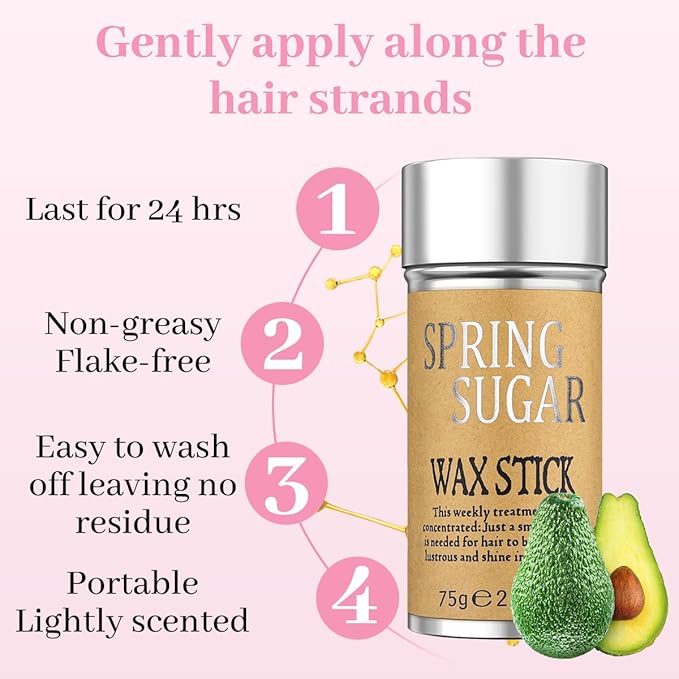 4 Packs Set Hair Wax Stick Slick Back Hair Edge Brush Pink Comb Wax Stick for Hair Flyaways, Styling Products Essentials Stuff for Women, Kids and Clean Girl