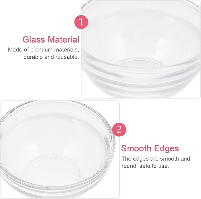 FRCOLOR Facial Mixing Bowls 5Pcs Clear Glass Spa Bowls for Facials with Stick Cosmetic Mask Beauty Supply Tool for Diy Face Mask and Hair Care
