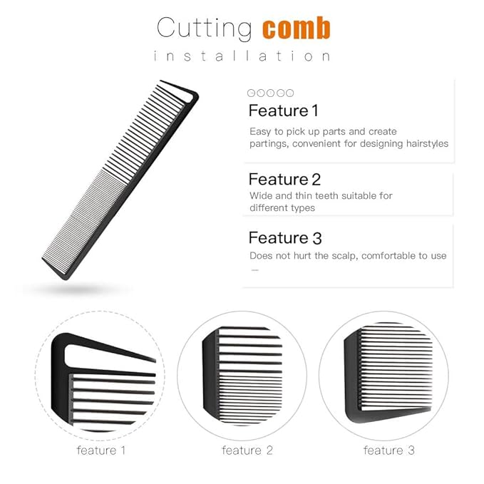 3 Pcs Rat Tail Comb Parting Combs for Braids Barber Styling Combs Carbon Fiber Teasing Stainless Steel Pintail Comb for Women Men Fine Teeth Salon Hairdressing Hair Care Tools