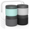 ME.FAN Travel Containers for Toiletries, TSA Approved 2 oz Silicone Cream Jars, Leak-proof Journey Containers, Trip Accessories with Lid for Cosmetic Face Hand Body Cream 4 Pack Black Lid Grey