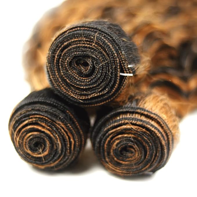 28 30 32 Inch P1B30 Bundles Human Hair Highlight Deep Wave Bundle Brazilian Virgin Remy Hair Extensions Niegmeag 2 Tone Black and Light Brown Deep Wave Bundle 300g