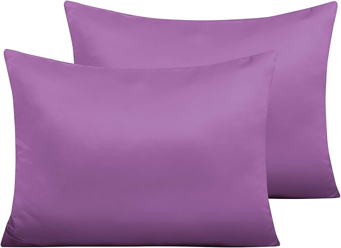 NTBAY Zippered Satin Pillow Cases for Hair and Skin, Luxury Standard Hidden Zipper Pillowcases Set of 2, 20x26 Inches, Purple