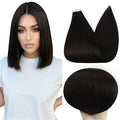 Full Shine Invisible Tape in Hair Extensions Human Hair 12Inch Skin Weft Human Hair Extensions Color 1B Black Natural Straight Remy 20Pcs 30G Double Sided Tape in Extensions Tape ins Soft Add Volume