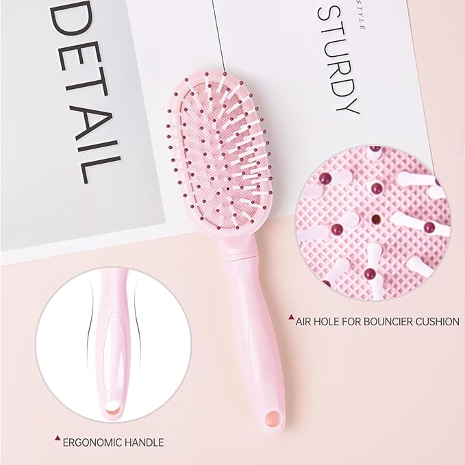 Mini Hair Brush for Little Girls, Small Hair Detangling Paddle for Pain-free Brushing, Little Cute Detangler for Kids on All Hair Types, Pink, 1 Pack