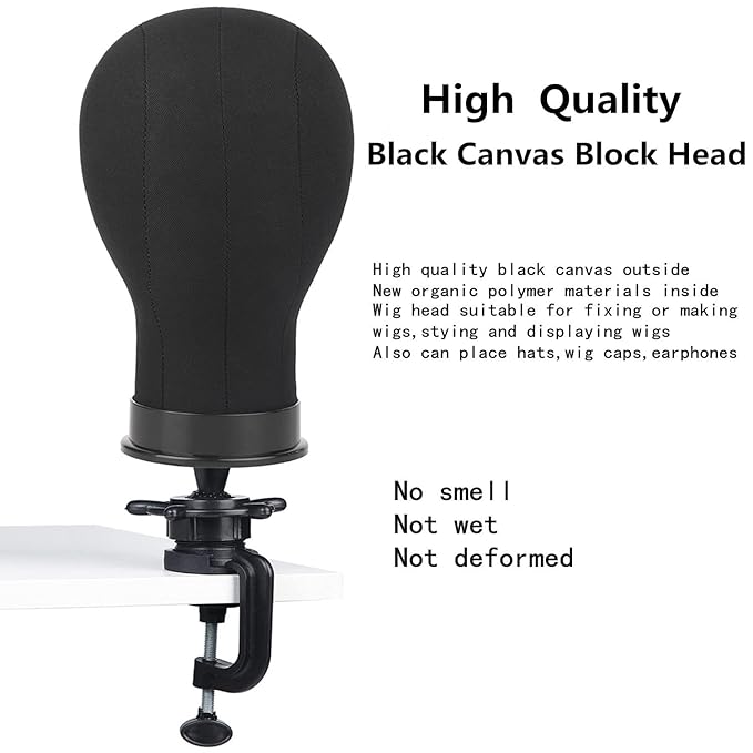 Wig Head 24Inch Canvas Block Head Wig Stand with Mannequin Head for Making Wigs Display Styling