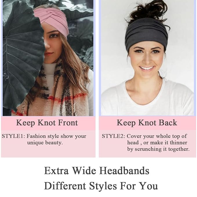 Wide Headbands For Women Extra Large Headband Twisted Knot Head Bands For Women's Hair Band Scarf Turban Accessories 6 Pack