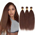 30 30 30 Inch Brown Bundles Human Hair Chocolate Brown Kinky Straight Bundles Brazilian Virgin Remy Hair Extensions Niegmeag Double Weft Color 4 Yaki Straight Bundle Hair Weave 300g