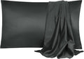 uxcell 2 Pack Silk Satin Pillowcase for Hair and Skin, Cool, Silky, Soft Breathable Pillow Cases Queen Size 20x30 Inch Sateen Pillowcase Black with Envelope Closure