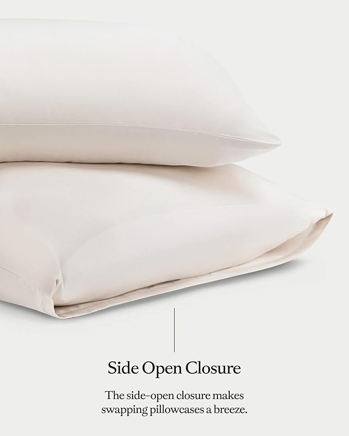 Cozy Earth Standard Pillowcases Set of 2 - Made of 100% Viscose from Bamboo, Ultra-Soft & Luxury, Woven from Naturally Breathable & Lightweight Fabric - Oat