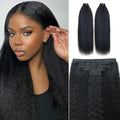 Invisi Edge Clip In Hair Extensions Human Hair 2 Pack 240g 16pcs Kinky Straight Invisible Clip Ins For Women Full Head Injected Clip Ins Remy Human Hair Extensions Natural Color 20inch