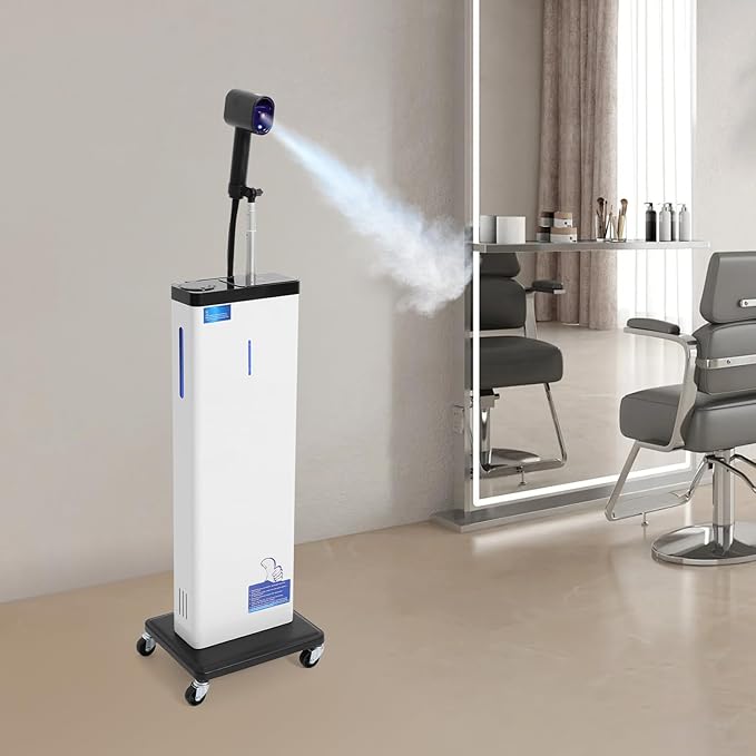 Nano Hair Steamer, 1300W Vertical Beauty Salon Hair Dryers Professional Micro-Mist Nano Hair Steamer 9-Gear Adjustable for Hair Care Hair Repair Salon Spa Equipment (White)