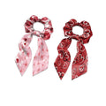 2 Piece Butterfly Love Heart Print Hair Scarf Scrunchies for Women Valentine's Day Hair Ties No Damage Ribbon Scrunchies Knotted Bow for Yoga
