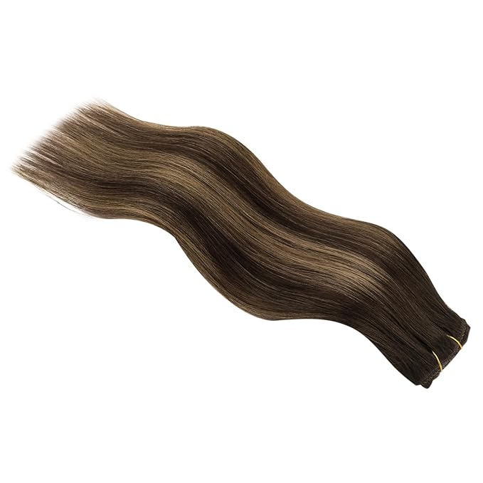 Full Shine Dark Brown Clip in Hair Extensions Real Human Hair 3 Pcs 60 G Ombre Hair Extensions Clip ins Dark Brown Balayage Invisible Human Hair for Women 16 Inch