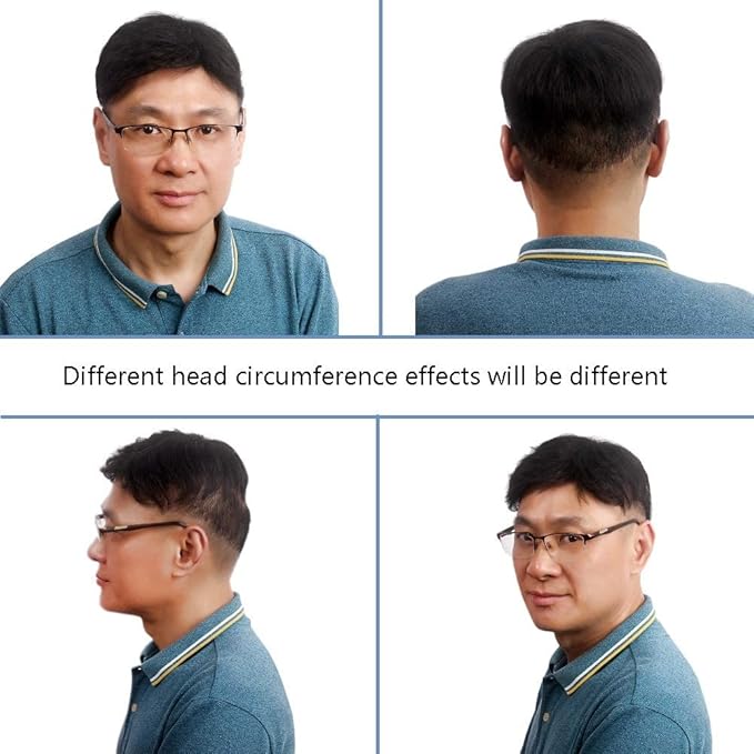 H&Bwig Men Short Toppers Hairpiece Hair Extensions (Natural Black) for Covering White Loss Hair Toupee