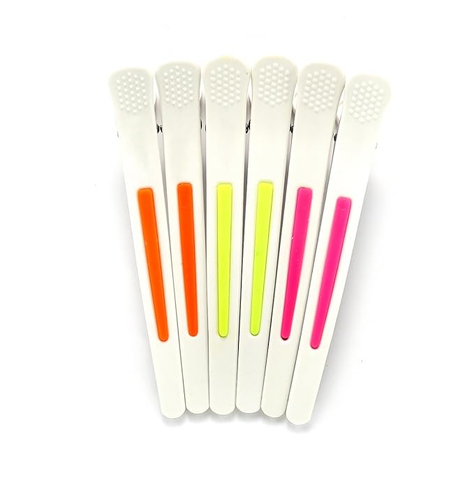 6Pcs/set Pinup Plastic Duck Bill Hair Clips for Sectioning Hair - Professional Non Slip Silicone band Clips Salon DIY Accessories Hairpins Hairgrip for Women (White-Multicolor)