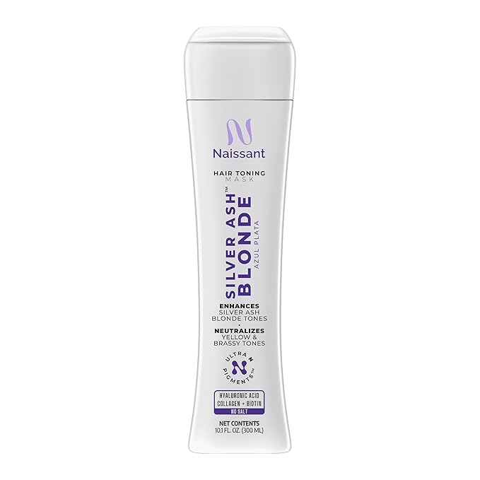 Naissant Silver Ash Blonde Hair Blue Toning Mask | Ultra High-Purity Blue Pigments | Neutralizes Orange & Brassy Tones | Hyaluronic Acid, Collagen & Biotin | Paraben, Ammonia &Sulfate Free |10.1 Fl.Oz