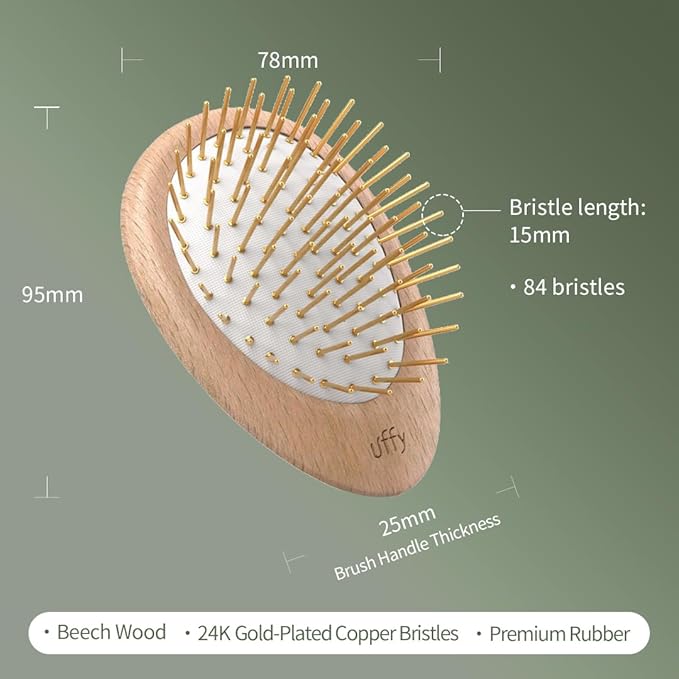 Uffy Acubrusher – 24K Gold-Plated Gua Sha Hair Brush - Ergonomic Scalp Massager for Dandruff & Hair Growth, Suitable for All Hair Types - Ideal Gift Choice in Sky Blue