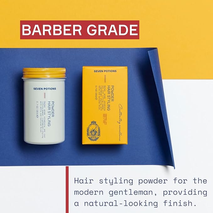 SEVEN POTIONS Hair Styling Powder for Men — Hair Texture Powder & Root Lifting Dust for Instant Volume — Natural Matte Finish, Flexible Hold, Invisible Feel — Vegan, Cruelty-Free — 0.7 oz