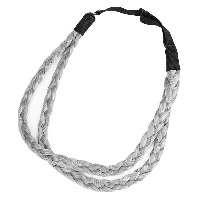 DIGUAN Double Three Strand Synthetic Hair Braided Headband Hairpiece Extension Women Girl Beauty accessory (Smoky Gray)