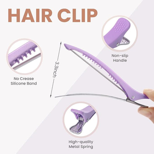 12PCS Hair Clips for Styling - No Crease Hair Clips for Women - Non Slip Duck Billed Hair Roller Clips with Silicone Band - Salon Hair Sectioning Clips Multicolor