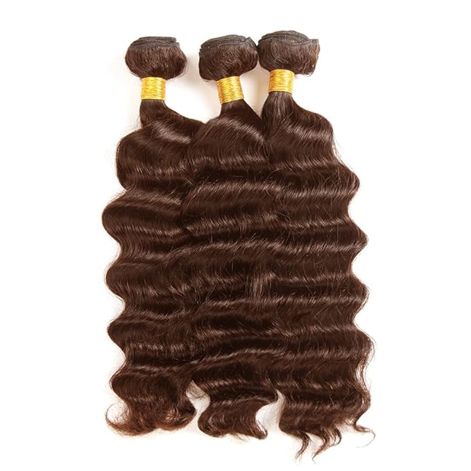 Chocolate Brown Deep Wave Bundles Human Hair Color 4 Bundles 22 24 26 Inch Niegmeag Peruvian Virgin Remy Hair Extensions Double Weft Hair Weave