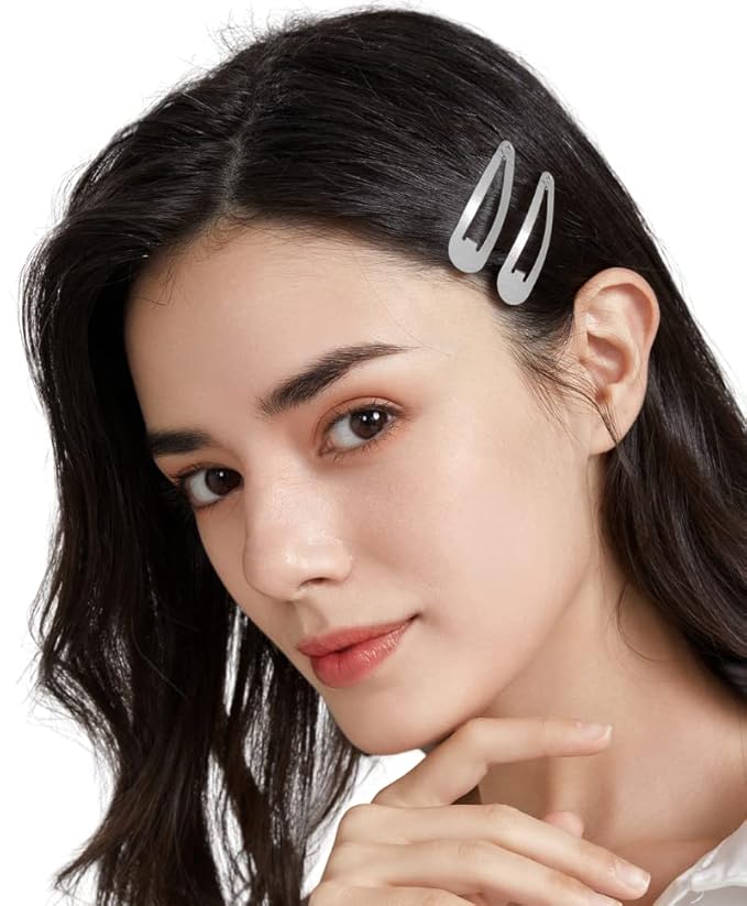 Dofash 12PCS Snap Hair Clips For Women-Non Slip & Metal Hair Barrettes, 5cm 2'' Small Clips For Thin & Fine Hair, Silver Grey