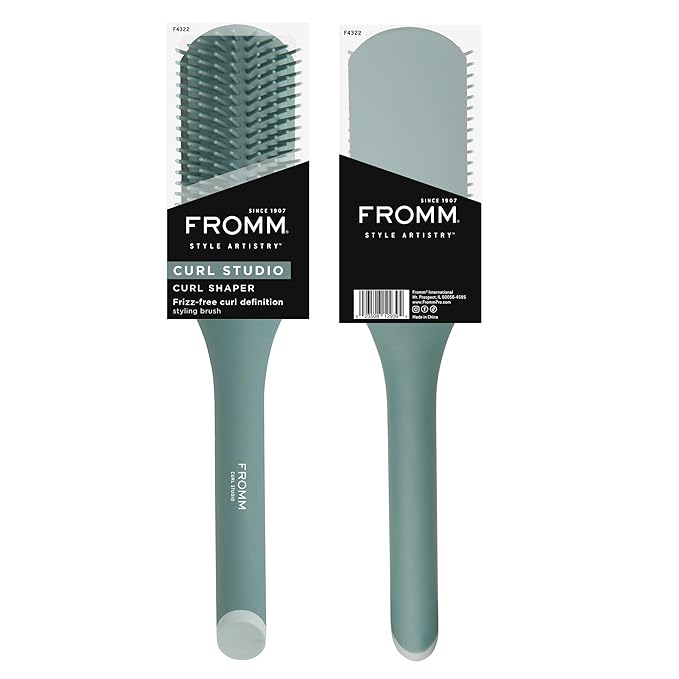Fromm Professional Curl Studio Curl Shaper Frizz Free Styling Hair Brush for Detangling, Seperating, Shaping and Defining Curls on Wet and Dry Thick, Wavy, Curly or Coily Hair