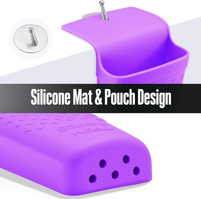 Heat Resistant Silicone Hair Iron Mat and Pouch,Portable Travel Hair Straightener Mat and Holder for Hair Styling Tools.1 Pack.(Purple)
