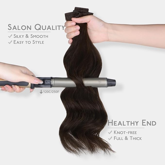 WENNALIFE Invisi Edge & Classic Tape in Hair Extensions Human Hair, 22 Inch 50g 20pcs(10pcs Invisi Edge & 10pcs Classic) Light Dark Brown Invisible Luxury Remy Hair Natural Seamless Injected Tape Ins