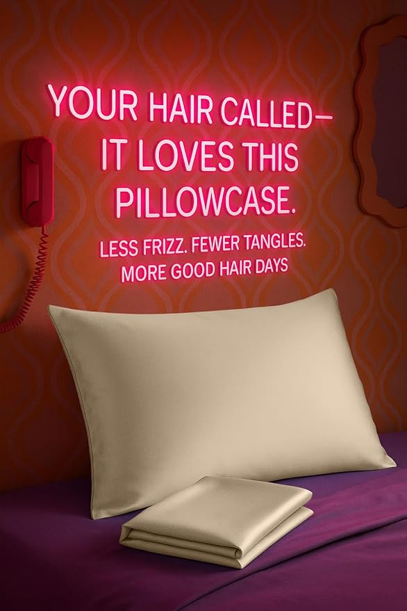 BLISSFORD Satin Pillowcase with Zipper, for Hair and Skin Care, Feels Soft and Cool Like a Silk Pillowcase, Satin Pillow Cases 2 Pack, Slik Pillow Cover, Taupe - Standard Size, Set of 2