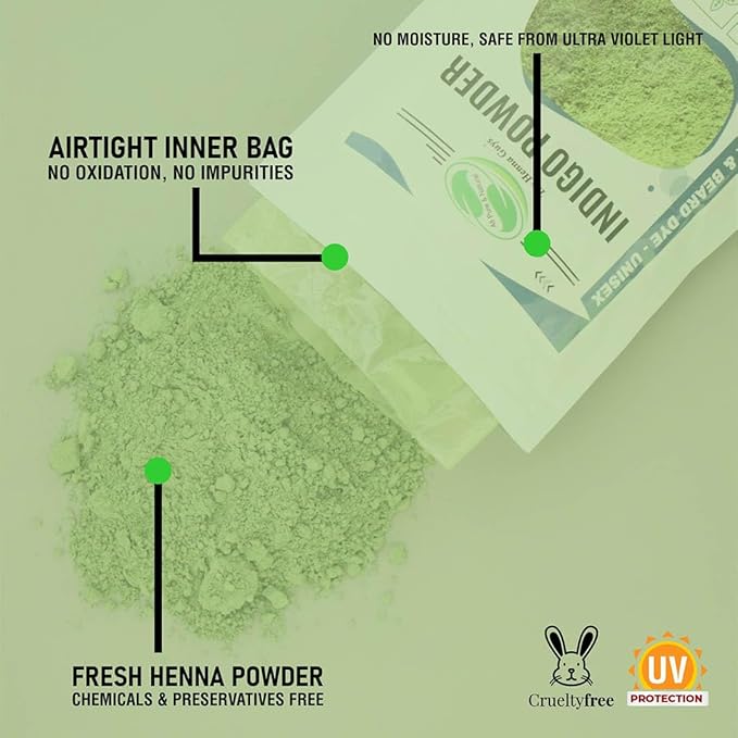 Henna Hair & Beard Dye - All Natural & Plant-based (3 Pack, Indigo Powder)