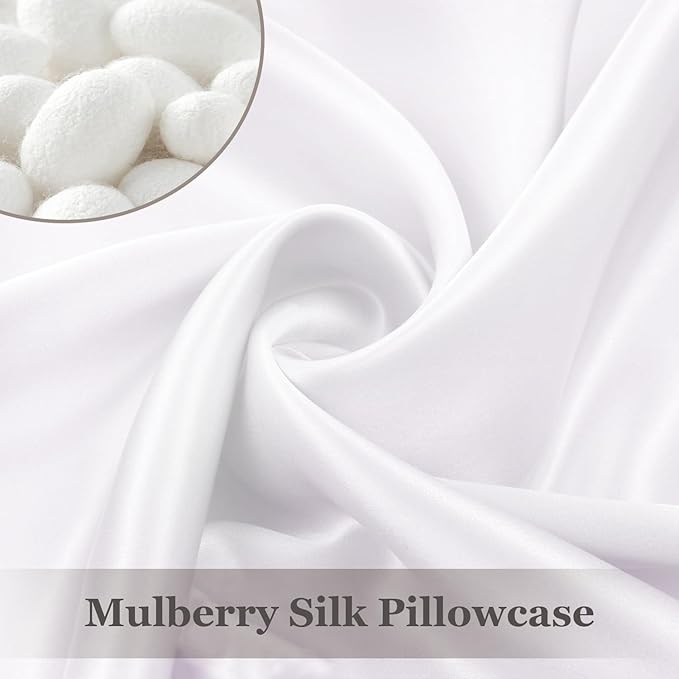 Adubor 100% Silk Pillowcase - Mulberry Silk Pillow Cases, 23 Momme 6A Grade Fibers, Silk Pillow Case for Hair and Skin Health, with Hidden Zipper (Queen 20''x30'', White, 1PC)