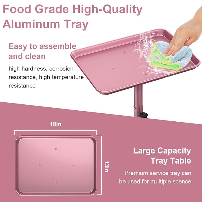 JOSTZHXIN Salon Tray,Rolling Tray Tattoo Tray,Hairstylist Rolling Tray Trolley, Height Adjustable Salon SPA Service Tray Cart