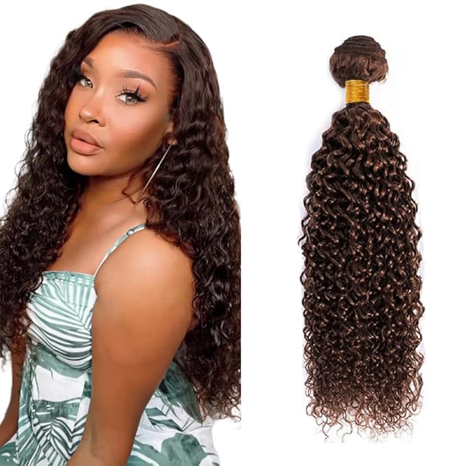 32 Inch Chocolate Brown Kinky Curly Bundles Human Hair Brown Bundles Niegmeag Brazilian Virgin Remy Hair Extensions Color 4 Kinky Curly Bundle Double Weft Hair Weave 100g