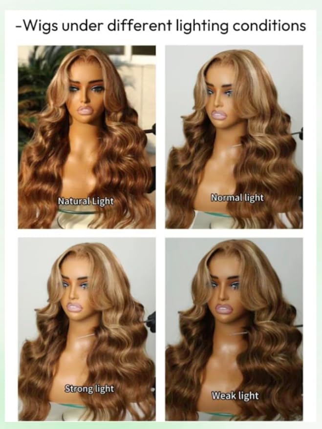 KLAIYI Bye Bye Knots Glueless Wig Highlight Blonde Body Wave Pre Cut 7x5 HD Lace Front Wigs Human Hair Pre Plucked Pre Bleached Pre Everything Wear and Go Wig 12A Ombre Brown 30S Ready To Wear 26Inch