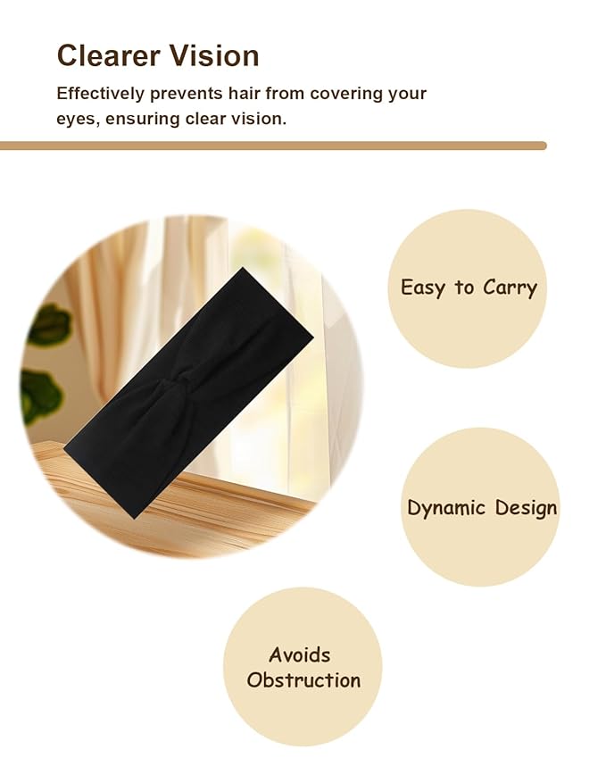 10 Pcs Wide Absorbent Sport Headbands for Women, Non-slip, Stretchy, Soft Cotton Twist Knotted Hair Bands for Daily Workout Yoga Running Sports, BA