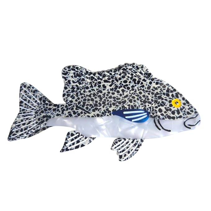 Novelty Grouper Fish Hair Clips,Cute Acetate Hair Clip,Big Claw Clips for Women,White