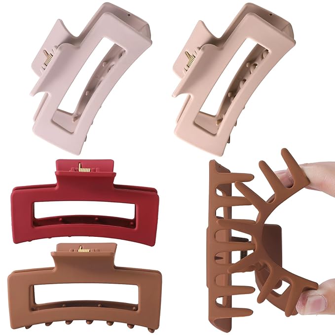 4Pcs Cloud Claw Clips for Women, 4.2 Inch Non-Slip Strong Hold Hair Claws, Unbreakable & Durable TPEE-Silicone Blend, Large Bendable Cozy Hair Clip for Thin/Thick/Curly Hair, All-Day Comfort