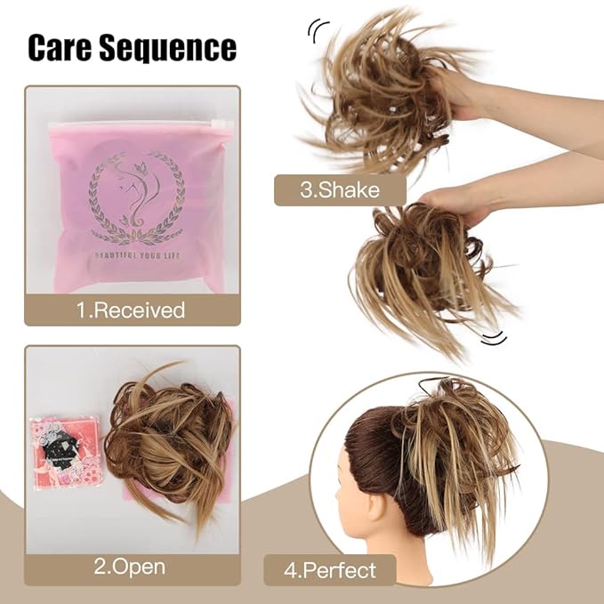HMD Tousled Updo Messy Bun Hairpiece Hair Extension Ponytail With Elastic Rubber Band Updo Ponytail Hairpiece Synthetic Hair Extensions Scrunchies Ponytail Hairpieces for Women