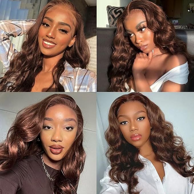 Brown Bundles Human Hair Chocolate Brown Body Wave Bundle Niegmeag Virgin Soft and Silky Remy Hair 3 Bundles 12 14 16 Inch Double Weft Color 4 Body Wave Bundle Hair Weave 300g
