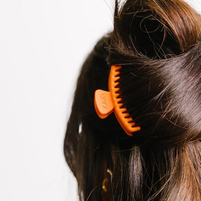 KAXI Hold Everything Mini Hair Claw, Perfect for Thick & Thin Hair, Straight, Wavy or Curly, Strong Clip With 32 teeth & Many Colors to Choose (Neon Orange)