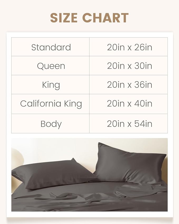 THXSILK Set of 2 Silk Pillowcase for Hair and Skin, 100% Mulberry Silk Bed Pillowcase Ultra-Soft, Soft Breathable Silk Pillow Case with Hidden Zipper, California King 20"x40", Dark Gray